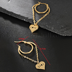 Серьги-кольца с кисточками в форме сердца из нержавеющей стали 201 с надписью «Love»&nbsp;VU5295