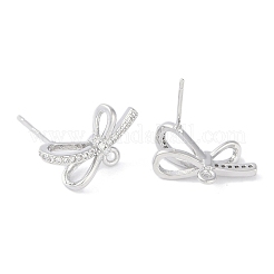 Левая и правая фурнитура для сережек-гвоздиков из латуни с прозрачным кубическим цирконием&nbsp;LS-KK-F875-02P