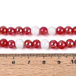 Нити из перламутровых непрозрачных круглых стеклянных бусин&nbsp;EGLA-T029-6mm-11A