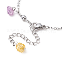 Браслет с подвесками из синтетического кварца с трещинками и нержавеющей стали 304 для женщин&nbsp;BJEW-JB09331