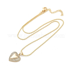 Ожерелья с подвесками в форме сердца из латуни с прозрачным фианитом и прозрачным фианитом&nbsp;NJEW-Q040-02G