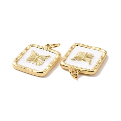 Квадратные подвески из латуни с эмалью в виде бабочек&nbsp;KK-G435-12G