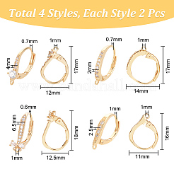 8 шт. 4 комплекта фурнитуры для сережек-рустик из латуни с кубическим цирконием&nbsp;KK-NB0003-31