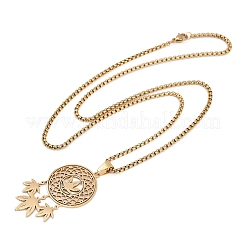 201 ожерелье из плетеной сетки из нержавеющей стали с подвеской в виде листа&nbsp;LS-NJEW-K283-07G