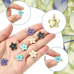 30шт 5 цвета сплава эмалевые подвески&nbsp;ENAM-FS0002-07