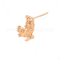 Серьги из латуни с микропейвом и прозрачным фианитом&nbsp;KK-T062-227G-NF