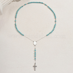 Ожерелья из синтетических бирюзовых четок&nbsp;QO6438