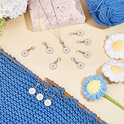 40 шт. эмалевые маркеры стежков с подвеской в виде маргаритки&nbsp;HJEW-NB00206