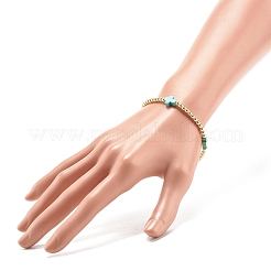 Эластичный браслет круглой формы из синтетического гематита с крестом из синтетической бирюзы (крашеный)&nbsp;BJEW-JB07974-01