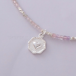 925 подвеска в форме сердца из стерлингового серебра с натуральным флюоритом&nbsp;XE9722