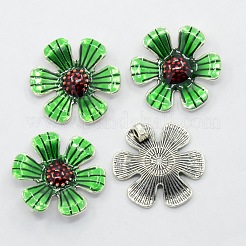 Антикварная посеребренные эмали сплава цветочные кулоны&nbsp;ENAM-N021-04