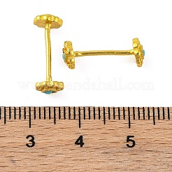 Серьги-пусеты из латуни с синтетической бирюзой&nbsp;KK-G502-13G