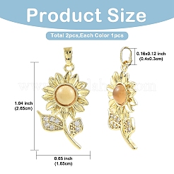 2 шт. двухцветных кубических цирконий с микропаве из латуни и подвесками из смолы&nbsp;KK-YW0004-47