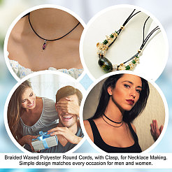 Плетеные круглые шнуры из вощеного полиэстера&nbsp;FIND-WH0136-59A-01