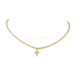 Латунный религиозный крест с подвеской в виде шариковой цепи&nbsp;NJEW-JN05395