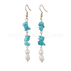 Серьги-подвески из нержавеющей стали 304 с натуральным культивированным пресноводным жемчугом и рисом&nbsp;EJEW-JE06536-01