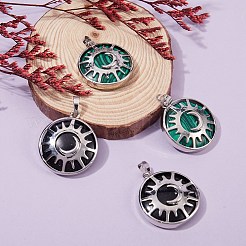 4шт 2 цвета синтетические подвески из малахита и золотого камня&nbsp;G-SZ0001-47