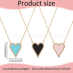 3 шт. 3-х цветное ожерелье с подвеской в форме сердца из страз&nbsp;NJEW-AN0001-69