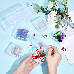 12 квадратный пластиковый контейнер для хранения бусин с откидной крышкой&nbsp;CON-GO0001-03