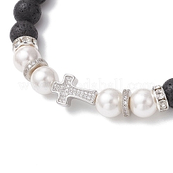 Браслеты из натуральных жемчужин из лавы и ракушек&nbsp;BJEW-JB11826-02