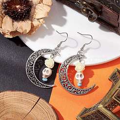 Серьги с подвесками из синтетического бирюзового сплава на Хэллоуин&nbsp;EJEW-JE05844-03