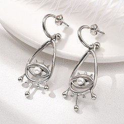 Серьги-гвоздики из нержавеющей стали 304 с жемчугом в форме ракушки для женщин&nbsp;EJEW-U051-06P