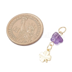 9 шт. 9 стиля натуральной комбинированной каменной крошки с подвесками в виде клевера из латуни&nbsp;PALLOY-JF04673