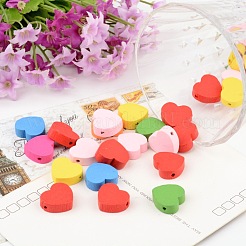 Разноцветные бусины в форме сердца из натурального дерева&nbsp;X-TB109Y