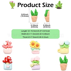 60 шт. 6 стиля кабошонов из непрозрачной смолы в виде горшечных растений&nbsp;CRES-CJ0001-76