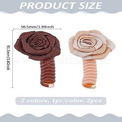 2 шт. 2 цвета ТПУ и полиэстер и сплав роза плетеный телефонный шнур резинки для волос&nbsp;OHAR-LP0002-11