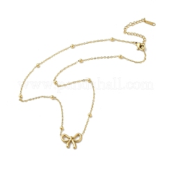 Ожерелья с подвеской-бантом из нержавеющей стали 304 для женщин&nbsp;LS-NJEW-C088-01G