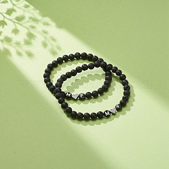 2шт набор браслетов из натуральной лавы&nbsp;BJEW-JB08673-01