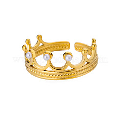 Кольца-манжеты в стиле ретро-королевской эпохи из нержавеющей стали 304 с имитацией жемчуга&nbsp;FS-WG343E9-04