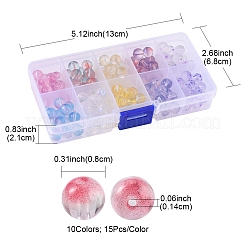 150шт 10 цвета стеклянные бусины&nbsp;GLAA-FS0001-24