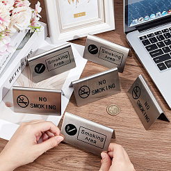 6 шт. 2 стиля 201 нержавеющая сталь знаки для некурящих и мест для курения&nbsp;AJEW-CP0003-90