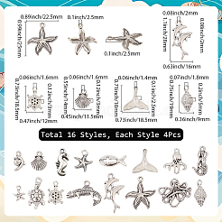 64 шт. 16 подвески из сплава в тибетском стиле с изображением океана&nbsp;FIND-SC0016-65