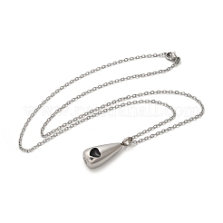 304 нержавеющая сталь черная эмаль сердце слеза памятные ожерелья пепел мемориал&nbsp;NJEW-P326-06P
