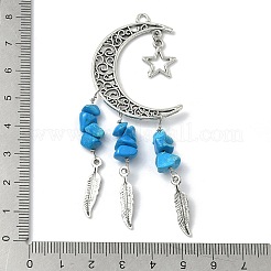 10 шт. 5-х цветный сплав в тибетском стиле с большими подвесками из смешанной каменной крошки&nbsp;PALLOY-CJ00159