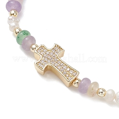 Браслеты-рондели из латуни с микропаве из прозрачных кубических цирконий&nbsp;BJEW-JB13114-01