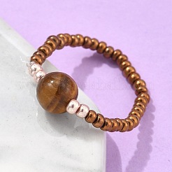 Натуральные и синтетические эластичные кольца из смешанного камня&nbsp;X-RJEW-JR00255