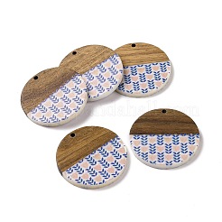 Подвески из непрозрачной смолы и ореха&nbsp;RESI-N025-046A