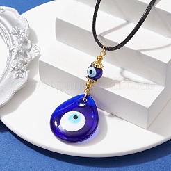 Ожерелья с подвеской в виде слезы лэмпворк и сглаза&nbsp;NJEW-JN04595-02