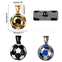 3шт 3 цвета подвески из нержавеющей стали&nbsp;STAS-UN0039-74