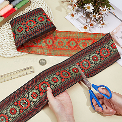 Лента из полиэстера с цветочным узором в винтажном стиле из жаккарда&nbsp;OCOR-WH0107-10