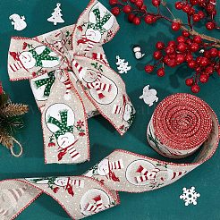 Упаковочная лента из полиэстера с имитацией льна&nbsp;OCOR-WH0077-53