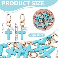 20 шт. подвеска-крест из синтетической бирюзы и сплава эмали&nbsp;HJEW-NB00254