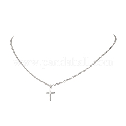 Ожерелья из нержавеющей стали 304 с подвеской-крестом и цепочкой&nbsp;NJEW-JN05844