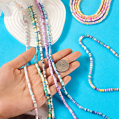 10 нить 10-х цветных бусин из полимерной глины ручной работы&nbsp;CLAY-TA0001-52