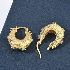 Латунные серьги-кольца из прозрачного кубического циркония&nbsp;EJEW-C181-07G