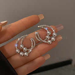 Серьги-гвоздики из лунного сплава с кристаллами и стразами&nbsp;FS-WG6950B-01